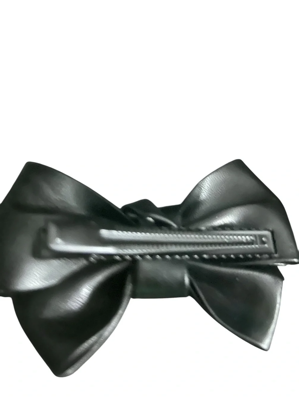 Black leather Bow Hair Clip with Triangle Logo/fashion jewelry